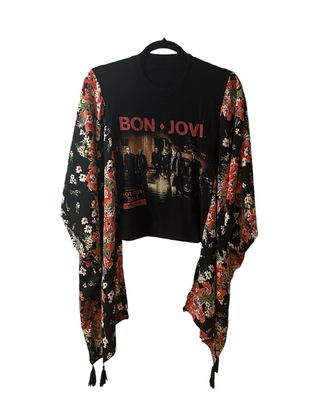 One of A Kind Bon Jovi Upcycled tee with kimono sleeves